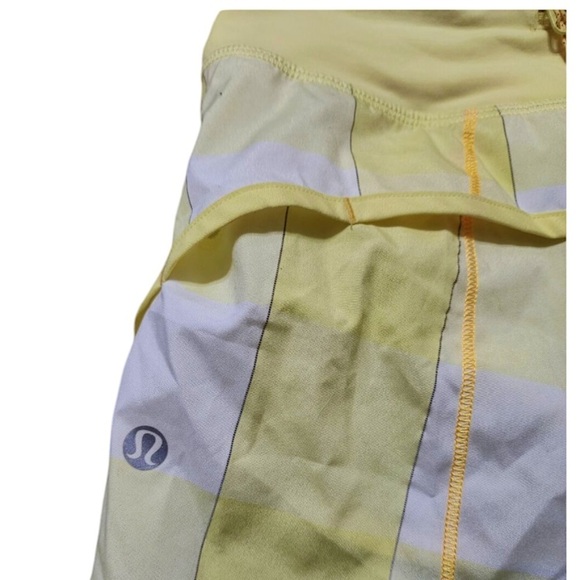 Lululemon Speed Shorts Yellow White Plaid Size 6 - Picture 5 of 11
